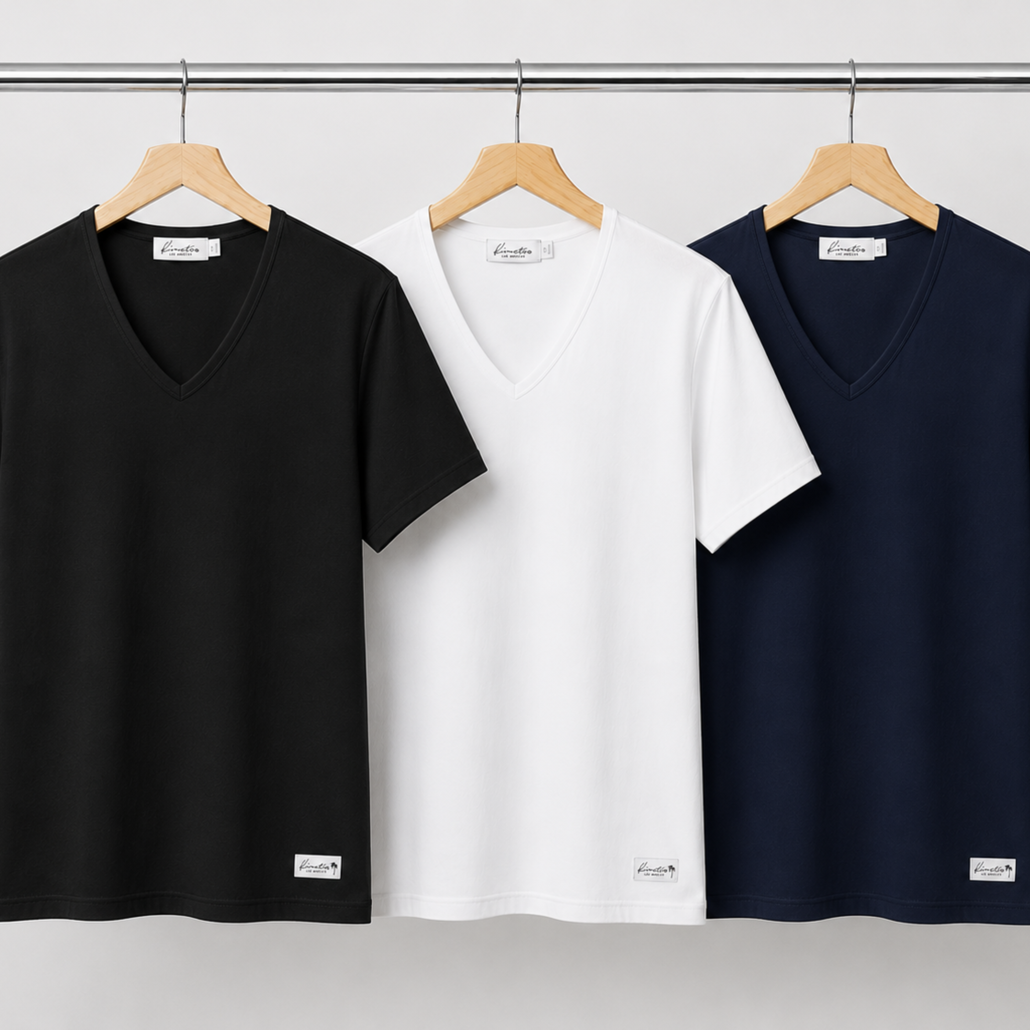 Four Corners Organic Tee Premium V Neck colors for men's white label clothing